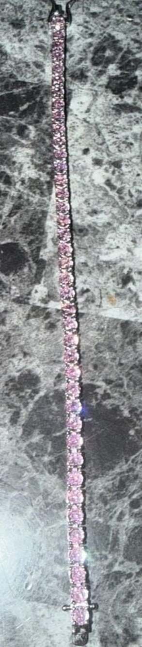 Pink Tourmaline Round Cut Tennis Bracelet in 925 Sterling Silver